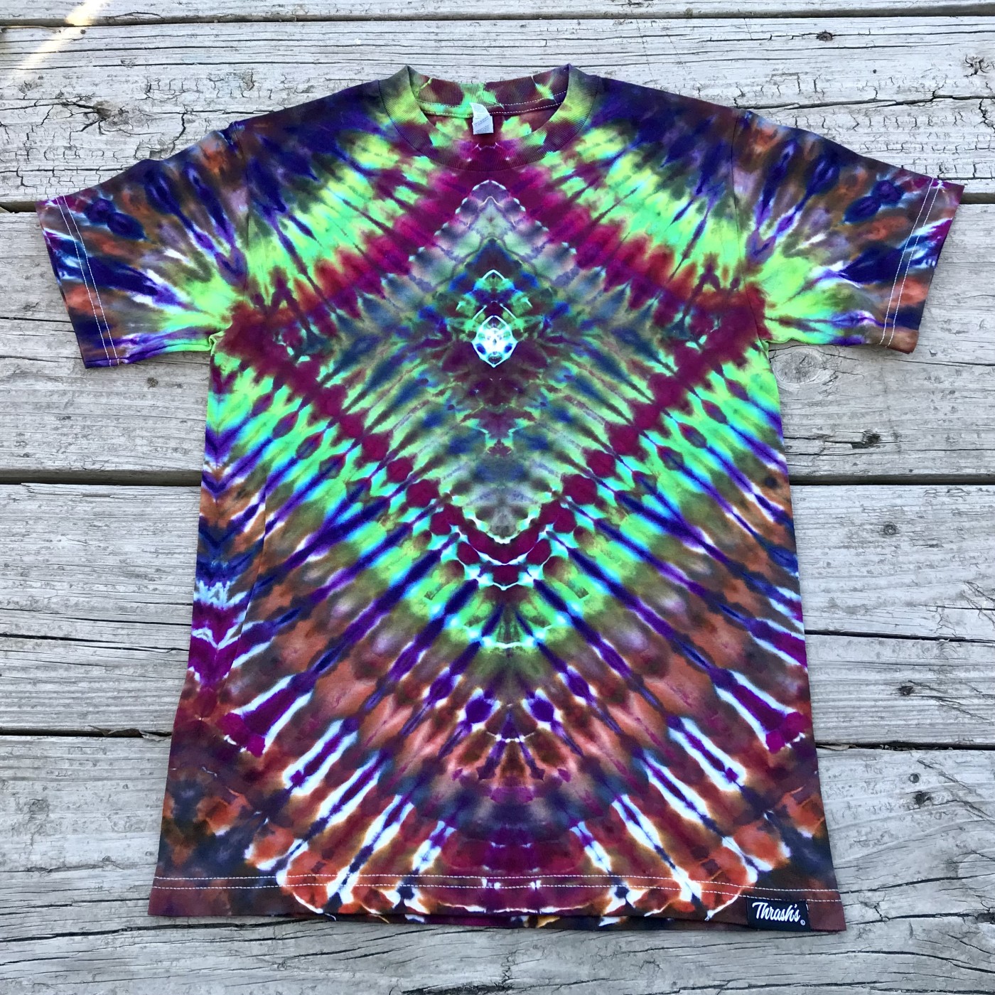 Small size diamond burst Tie Dye T-shirt by Matt Thrash