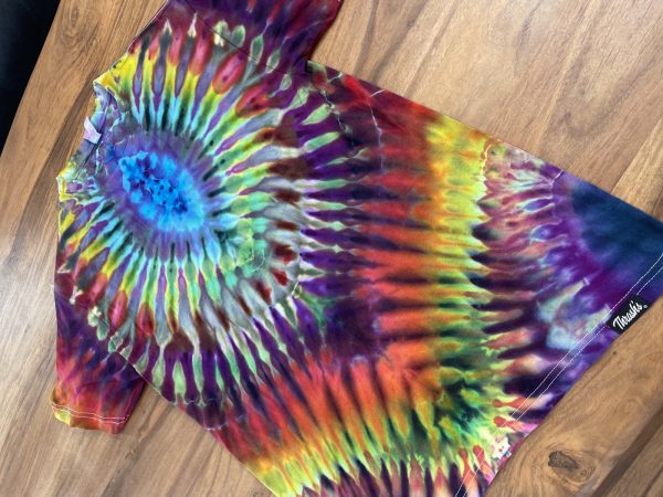 Medium size rainbow Tie Dye T-Shirt by Matt Thrash - Image 3